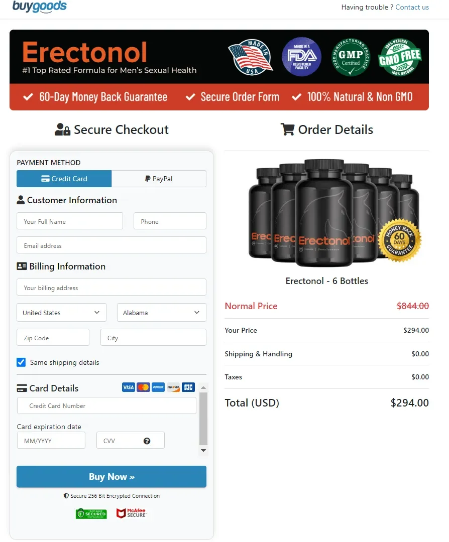 Erectonol order